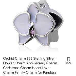 Orchid Charm sterling silver Pandora charm